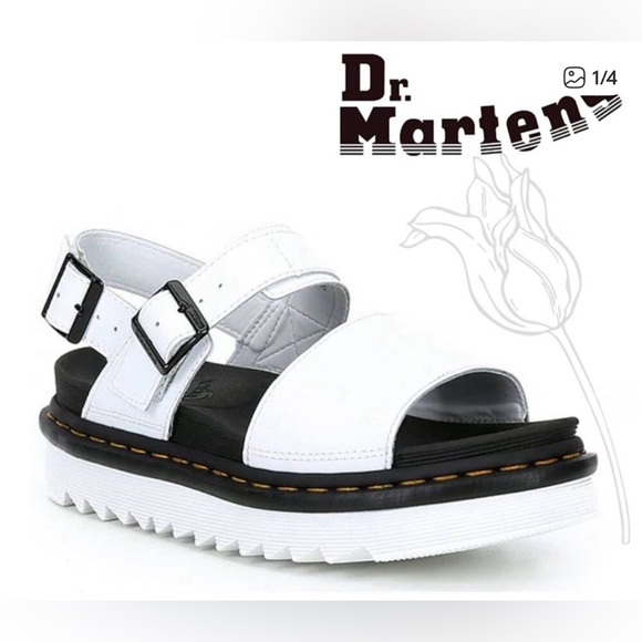 Dr. Martens Shoes - Dr. Martens Voss White Leather Bold Sandal, Sz 8